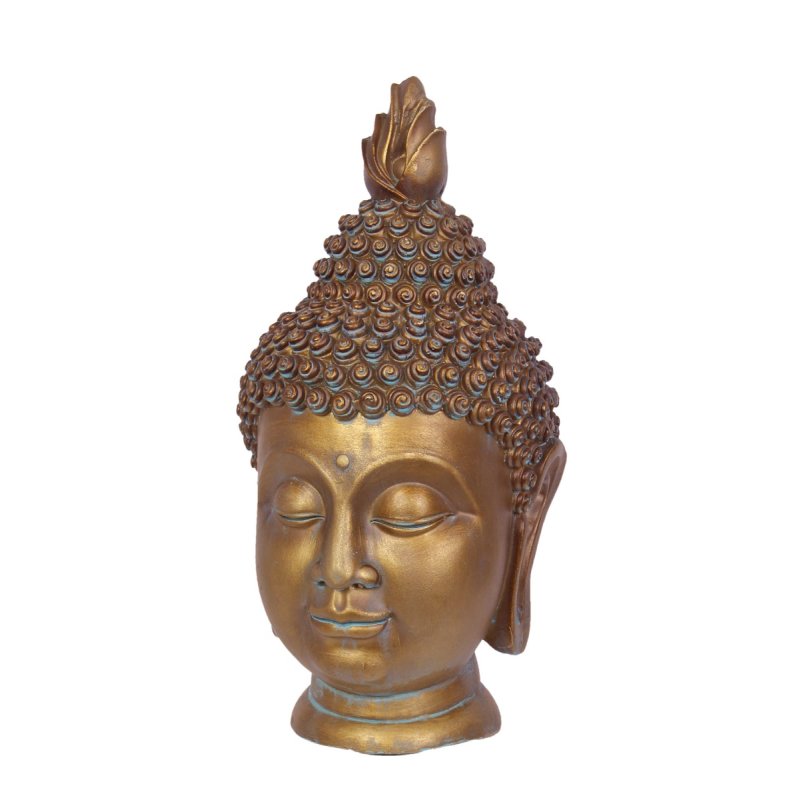 Buddha Kopf, Goldene Garten Büste, Gartenfigur für Asiatische Gärten