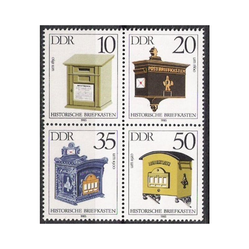 DDR Nr.2924/27 ZD. ** Historische Briefkästen 1985, postfrisch