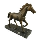Pferd, Pferdeskulptur, Pferdefigur auf Marmorsockel in Bronzeoptik