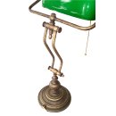 Bankerlampe, Schreibtischlampe, Schwere Tisch-Lampe, Altmessing, Glas-Schirm