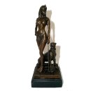Bronzefigur, erotische Bronze Skulptur Kleopatra, Ägypterin mit Panther, Cesaro