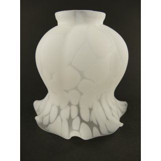 Lampenschirm, Tulpen Lampenglas Milchig Weiß mit Pulver Einschmelzungen 11 cm