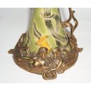Prunkvolle Jugendstil Karaffe, Keramik mit Kraquele und Bronzemontierung