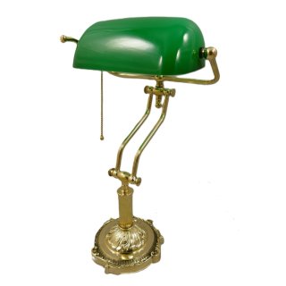 G1057 Messing Lampe mit Stoffschirm Schreibtischlampe Edle Salon Tischlampe 