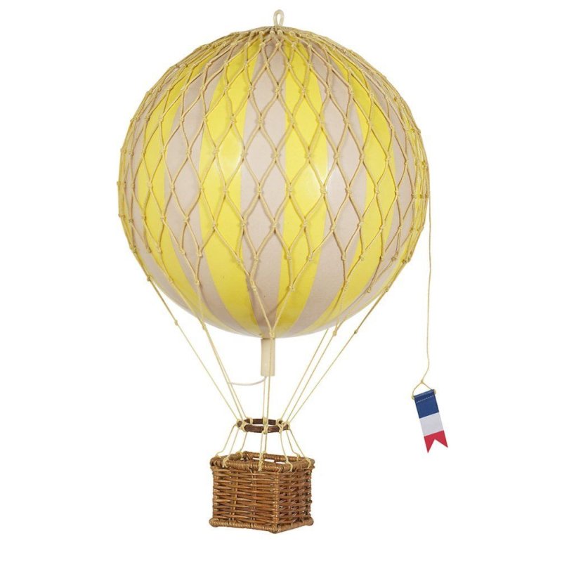 Historischer Gasballon Gelb-Weiß, Modell Ballon mit Gondel 18 cm