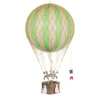 Modell Ballon Grün-Weiß, Historischer XL Gasballon mit großer Gondel, 32 cm