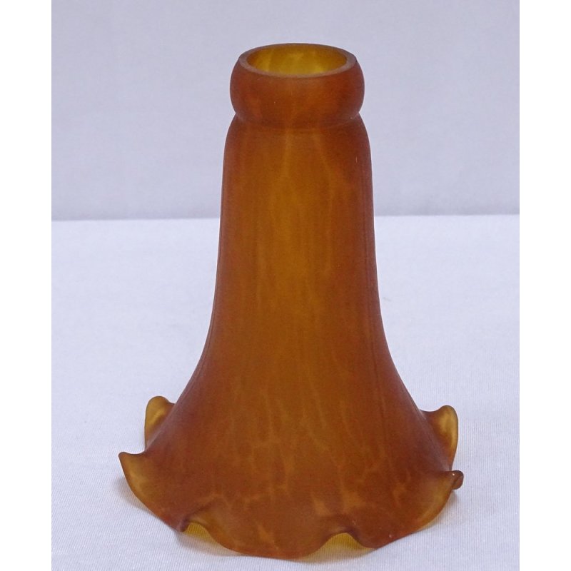Jugendstil Lampenschirm E14 Glasschirm Lampenglas satiniert Orange/Braun