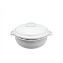 Bauernschüssel, Suppenschüssel aus Emaille mit Deckel Weiß, 20 cm