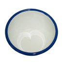 Emaille Schüssel, Salatschüssel, Müsli-Schale, weiß mit blauem Rand 13 cm