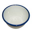 Emaille Schüssel, Salatschüssel, XL Müsli-Schale, Weiß  blauer Rand 15 cm
