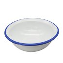 Emaille Waschschüssel, XXL Rührschüssel, Küchen Schüssel Weiß- Blau 36 cm