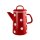 Emaille Kaffeekanne, Deckelkanne, Henkelkanne, Tupfen Rot- Weiß 1,6 Liter
