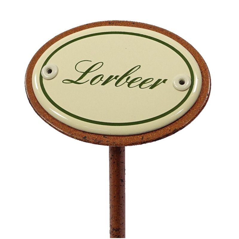 Kräuterschild Kräuterstecker Emaille, Lorbeer, Garten Stecker 25 cm