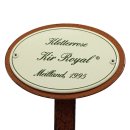 Rosenschild, Rosenstecker Emaille, Kletterrose: Kir Royal, Meilland 1995