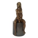 Bronzefigur, Bronze Skulptur sitzender Weiblicher Akt,...