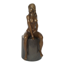 Bronzefigur, Bronze Skulptur sitzender Weiblicher Akt,...