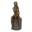Bronzefigur, Bronze Skulptur sitzender Weiblicher Akt, Bronze signiert Milo