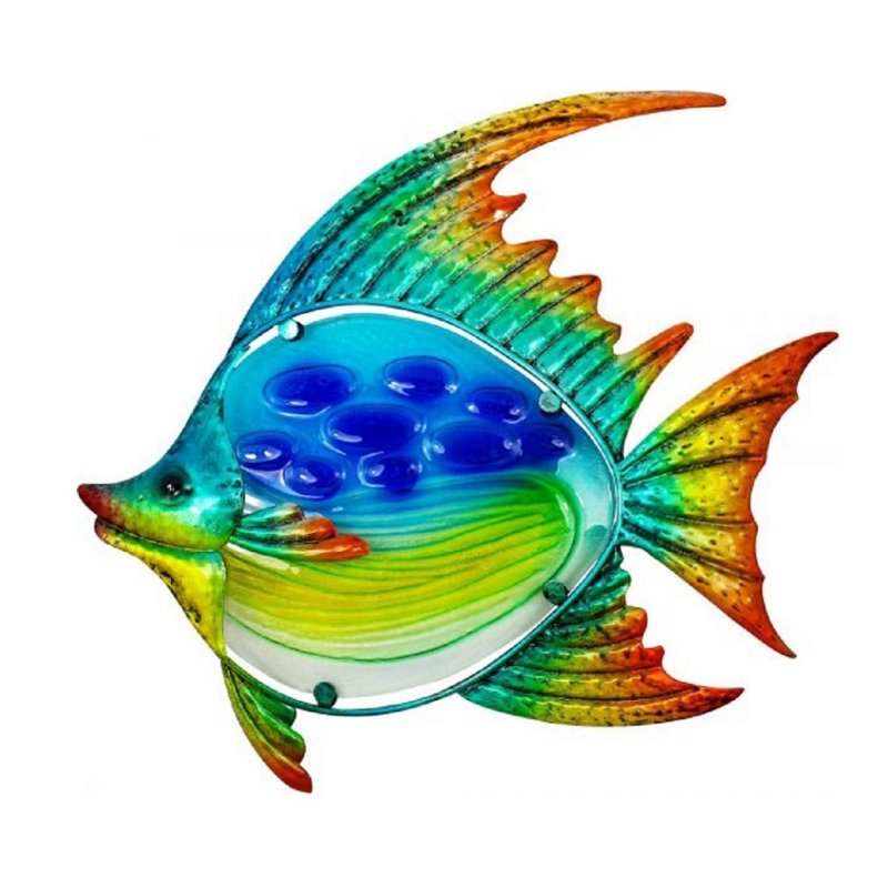 Wandobjekt Tropischer Fisch, Wanddekoration, Wandhänger aus Glas und Metall