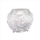 Teelichthalter, Windlicht Glas Rose Kerzenhalter mit Glaseinsatz, Weiß