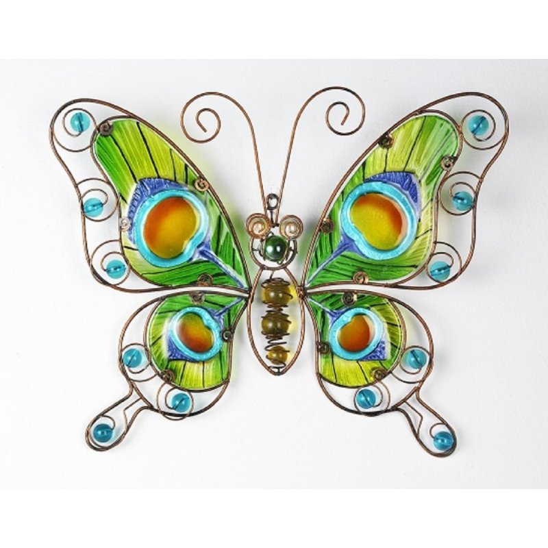 Wandobjekt Schmetterling, Wanddekoration, Wandhänger aus Glas und Metall