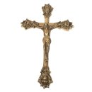 Kruzifix, Jesus am Kreuz, massives Messing Kreuz im Antikstil 32 cm