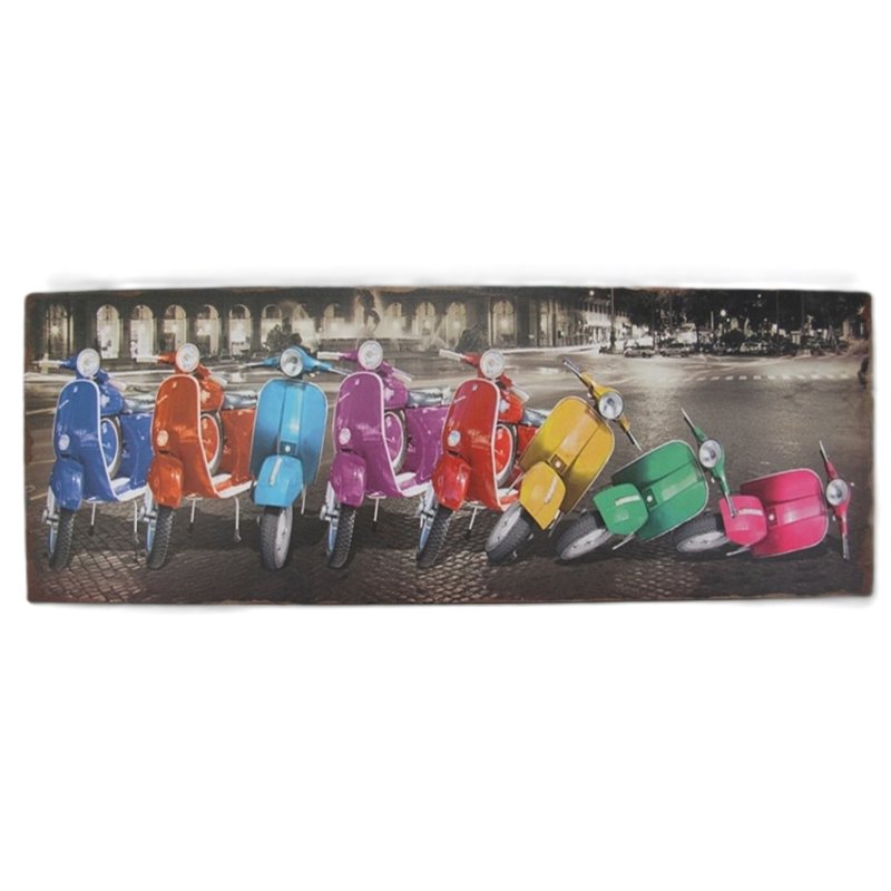 Blechschild, Reklameschild Bunte Mopeds, Vesper Bike, Lustiges Schild 13x36 cm