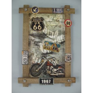Reklameschild Holz Werbeschild Motorrad 1967 Biker Wandschild 59x40 cm