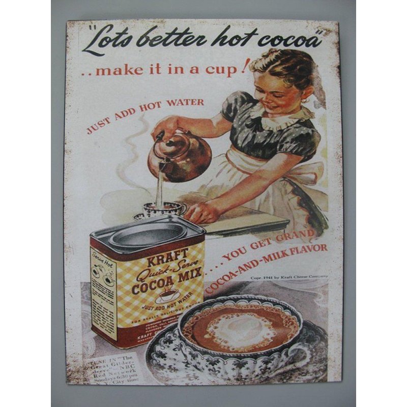 Blechschild, Reklameschild Lots Better Hot Cocoa, Retro Küchen Schild 33x25 cm