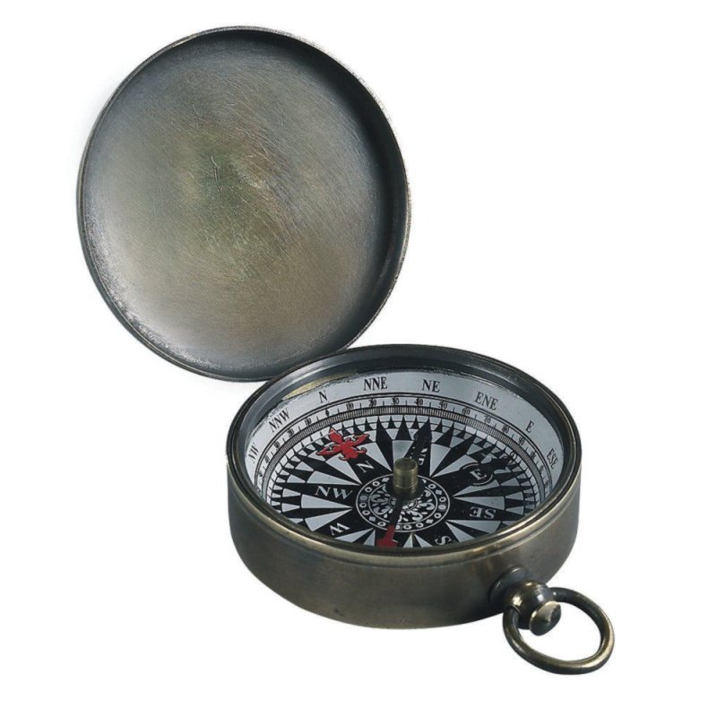 Kompass mit Klappdeckel, Antiker Taschen Kompass, Messing bronziert