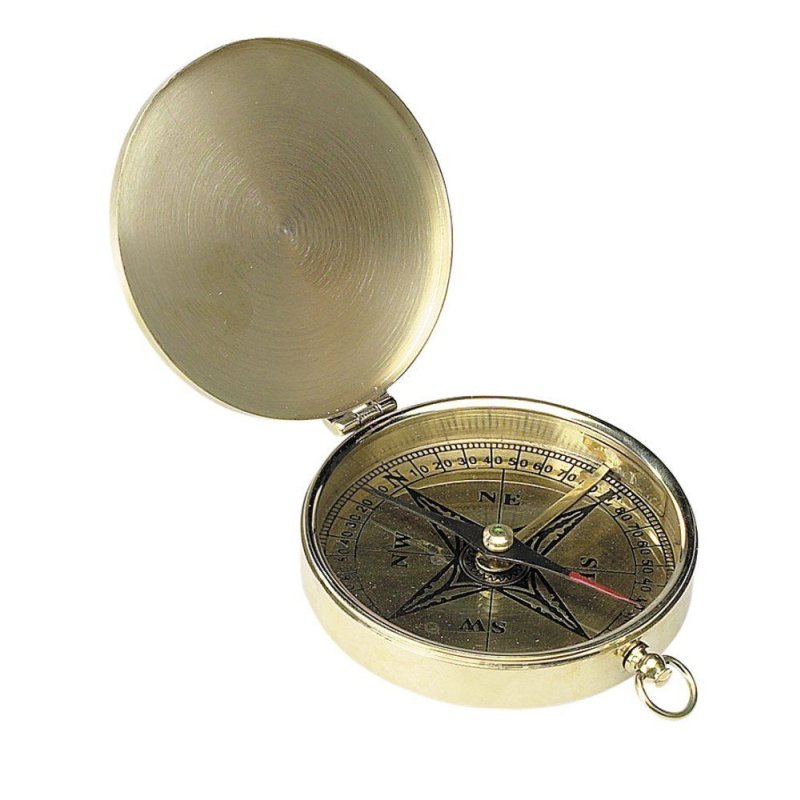 Taschen Kompass im Marine Stil mit Klappdeckel, Deko-Kompass Messing poliert