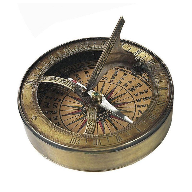 Sundial Kompass, Maritimer Magnetkompass in Messing massiv und brüniert