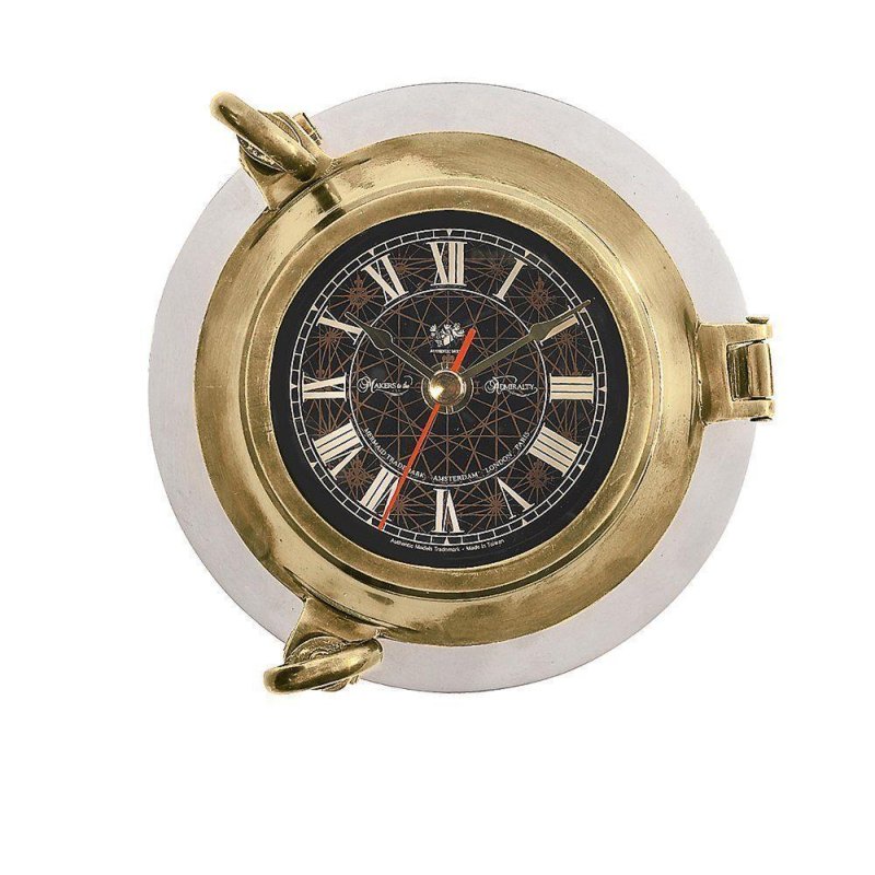 Maritime Bullaugen Uhr im Bicolor Gehäuse aus Messing und Aluminium