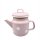 Emaille Teekanne, Deckelkanne, Teepott Rosa & Weiße Tupfen 1,0 Liter