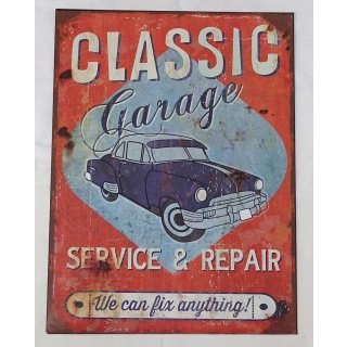 Blechschild, Reklameschild, Classic Garage, Automobil Wandschild 40x30 cm