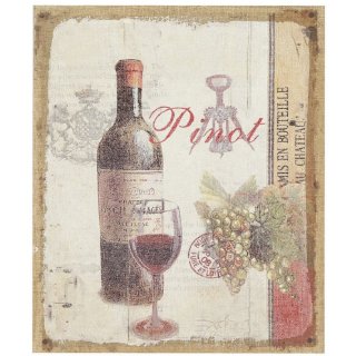 Wandbild mit bedruckter Leinwand Pinot Wein Nostalgisches Bild 30x25 cm