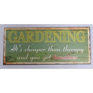 Blechschild, Reklameschild, Gardening, Garten Wandschild 13x31 cm