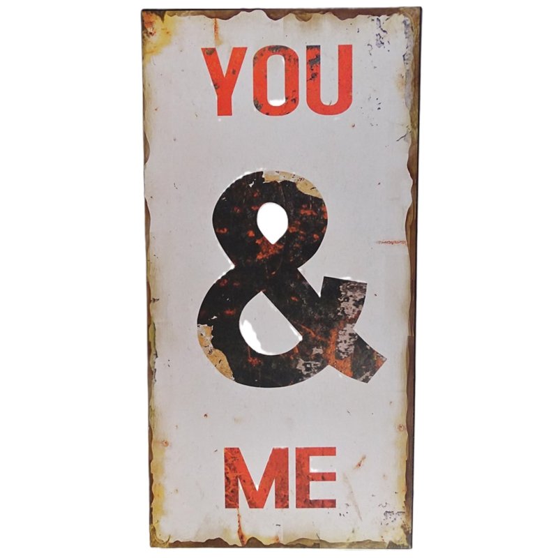 Blechschild, Reklameschild, You & Me, Sinnspruch Wandschild 60x30 cm