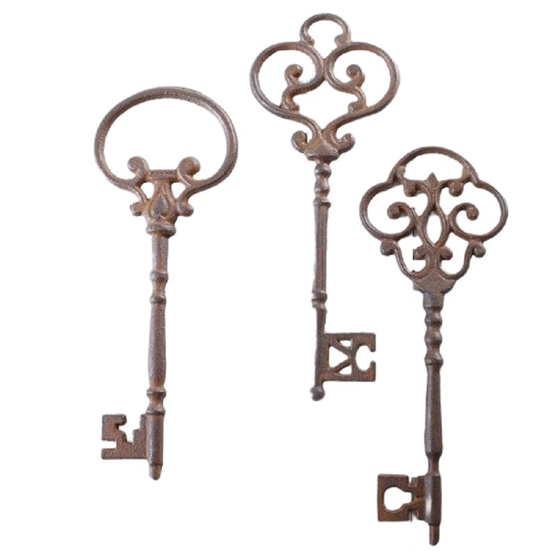 Drei große Barock Schlüssel, 3 Mittelalter Schlüssel