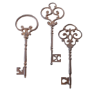 Barock Schlüssel Set, 3 große Mittelalter Schlüssel aus Gusseisen