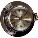 Wanduhr im Bullauge, Maritime Instrumenten Uhr, Messing verchromt Ø 14 cm
