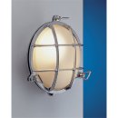 Maritime Gitterleuchte, Schottwand Lampe, Edle Yacht Lampe, verchromt 18 cm