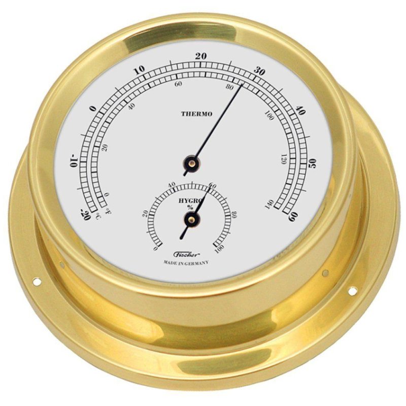 Comfortmeter, Maritimes Thermohygrometer, Messing poliert 11 cm.