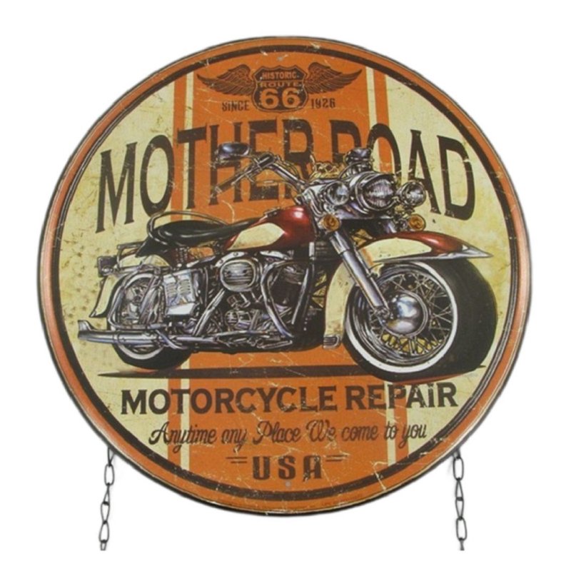 G3502: Nostalgie Blechschild Motorrad Mother Road Always Open 50x40 