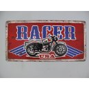 Blechschild, Reklameschild, Racer USA, Motorrad...