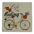 Blechschild, Reklameschild, Fahrrad und Lavendel, Garten...