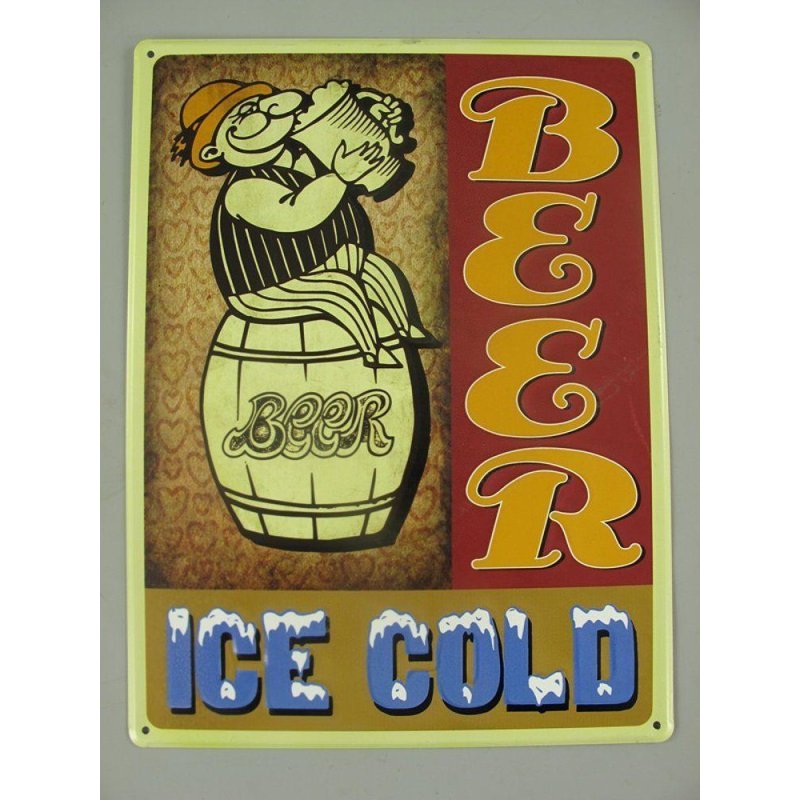 Blechschild, Reklameschild Beer, Ice Gold, Fassbier, Kneipen Wandschild 40x30 cm