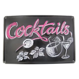 Blechschild, Reklameschild Cocktails, Cocktailbar, Kneipen Wandschild 20x30 cm