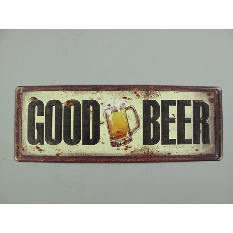 Blechschild, Reklameschild Good Beer, Kneipen Wandschild 13x36 cm