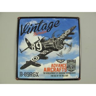 Blechschild, Reklameschild Vintage Advance Aircrafts B89...