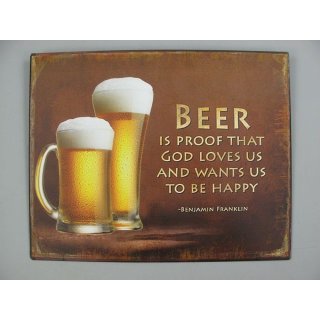 Blechschild, Reklameschild, Beer is Proof, Spruch Wandschild 20x25 cm